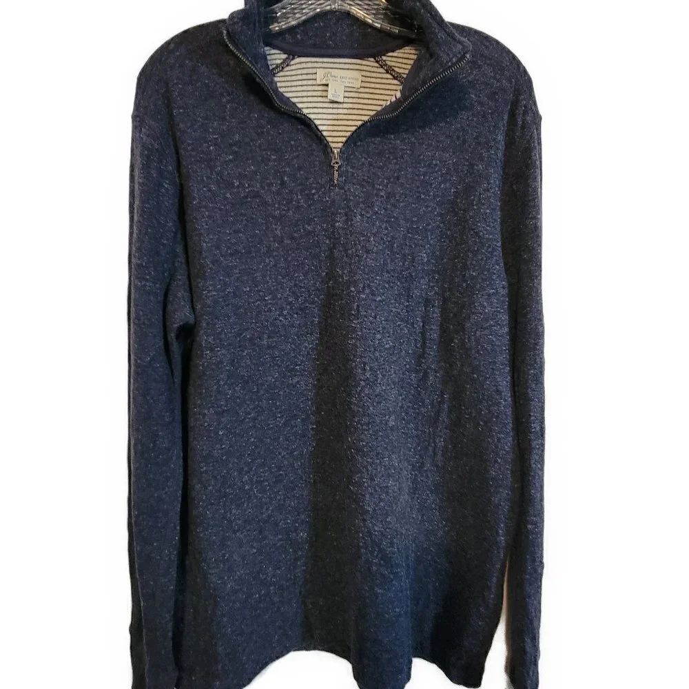 J. Crew 100% Cotton Navy Long Sleeve Quarter Zip Sweater - sz L